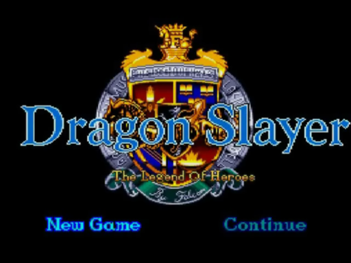 Dragon Slayer: The Legend Of Heroes title screen for PC Engine CD